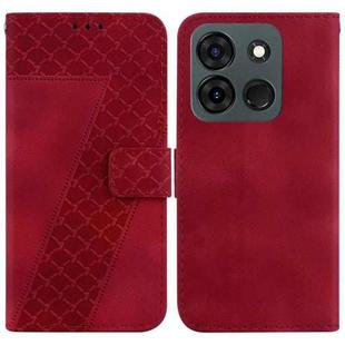 For Infinix Smart 7 India 7-shaped Embossed Leather Phone Case(Red)
