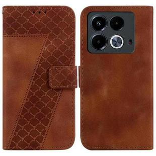 For Infinix Note 40 4G Seven-shaped Embossed Leather Phone Case(Brown)