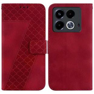 For Infinix Note 40 4G Seven-shaped Embossed Leather Phone Case(Red)