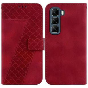 For Infinix Hot 50 4G Seven-shaped Embossed Leather Phone Case(Red)