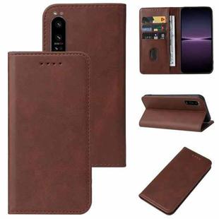 For Sony Xperia 1 IV Magnetic Closure Leather Phone Case(Brown)