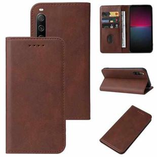 For Sony Xperia 10 IV Magnetic Closure Leather Phone Case(Brown)