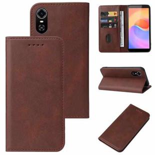 For ZTE Blade A31 Plus Magnetic Closure Leather Phone Case(Brown)