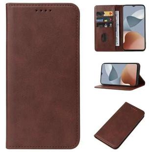 For ZTE Blade A34 Magnetic Closure Leather Phone Case(Brown)