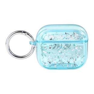 For AirPods Pro 2 Silver Foil Epoxy Bluetooth Earphone Protective Case(Sky Blue)