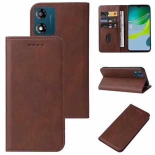 For Motorola Moto E13 Magnetic Closure Leather Phone Case(Brown)