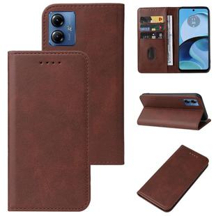 For Motorola Moto G14 Magnetic Closure Leather Phone Case(Brown)