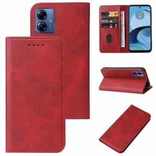 For Motorola Moto G14 Magnetic Closure Leather Phone Case(Red)