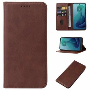 For Motorola Moto G 5G 2024 Magnetic Closure Leather Phone Case(Brown)