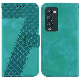 For Tecno Camon 18 Premier 7-shaped Embossed Leather Phone Case(Green)