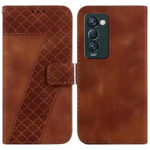 For Tecno Camon 18 Premier 7-shaped Embossed Leather Phone Case(Brown)
