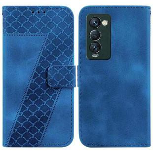 For Tecno Camon 18 Premier 7-shaped Embossed Leather Phone Case(Blue)