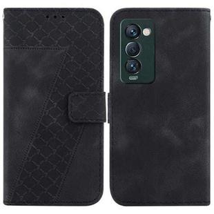 For Tecno Camon 18 Premier 7-shaped Embossed Leather Phone Case(Black)