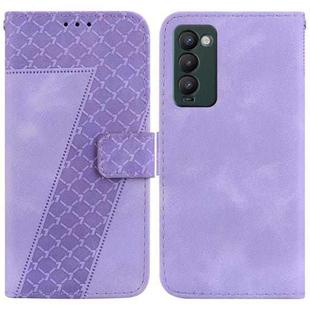 For Tecno Camon 18/18 P 7-shaped Embossed Leather Phone Case(Purple)