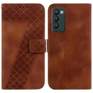 For Tecno Camon 18/18 P 7-shaped Embossed Leather Phone Case(Brown)