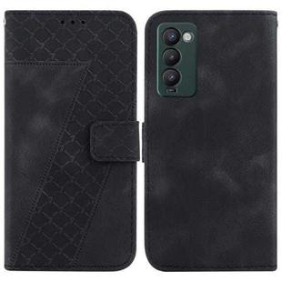 For Tecno Camon 18/18 P 7-shaped Embossed Leather Phone Case(Black)