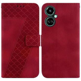 For Tecno Camon 19 7-shaped Embossed Leather Phone Case(Red)