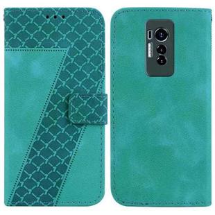 For Tecno Phantom X 7-shaped Embossed Leather Phone Case(Green)