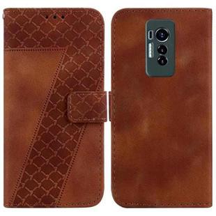 For Tecno Phantom X 7-shaped Embossed Leather Phone Case(Brown)