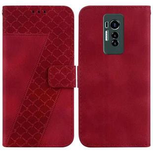 For Tecno Phantom X 7-shaped Embossed Leather Phone Case(Red)