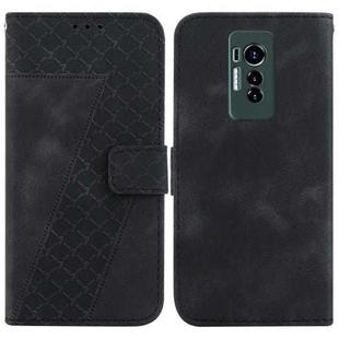 For Tecno Phantom X 7-shaped Embossed Leather Phone Case(Black)