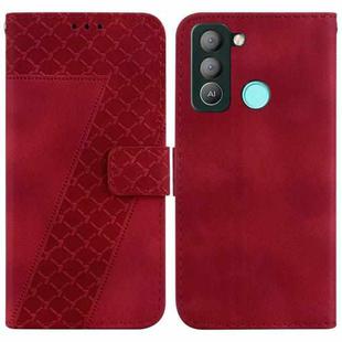 For Tecno Pop 5 LTE/BD4 7-shaped Embossed Leather Phone Case(Red)