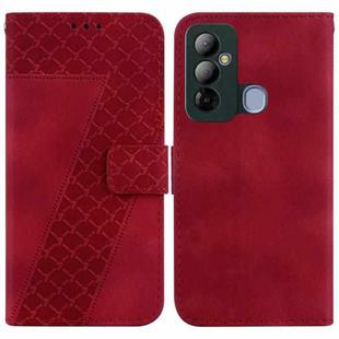 For Tecno Pop 6 Go 7-shaped Embossed Leather Phone Case(Red)