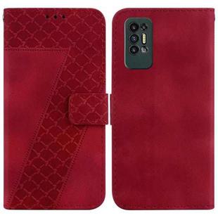For Tecno Pova 2 7-shaped Embossed Leather Phone Case(Red)