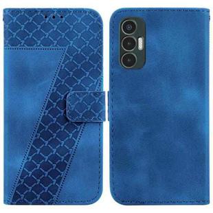 For Tecno Pova 3/LE7 7-shaped Embossed Leather Phone Case(Blue)