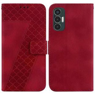 For Tecno Pova 3/LE7 7-shaped Embossed Leather Phone Case(Red)