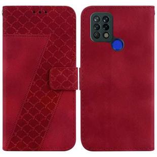 For Tecno Pova 4G/LD7 7-shaped Embossed Leather Phone Case(Red)