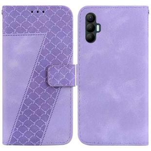 For Tecno Spark 8 Pro 7-shaped Embossed Leather Phone Case(Purple)