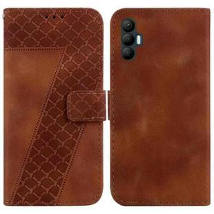 For Tecno Spark 8 Pro 7-shaped Embossed Leather Phone Case(Brown)