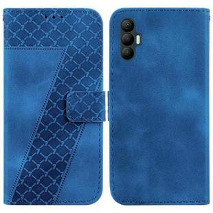 For Tecno Spark 8 Pro 7-shaped Embossed Leather Phone Case(Blue)