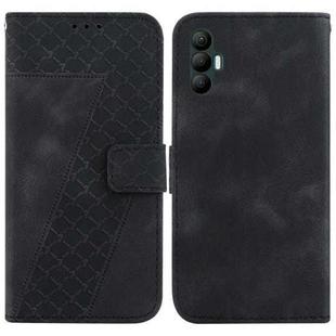 For Tecno Spark 8 Pro 7-shaped Embossed Leather Phone Case(Black)