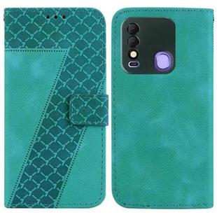 For Tecno Spark 8/8T 7-shaped Embossed Leather Phone Case(Green)