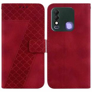 For Tecno Spark 8/8T 7-shaped Embossed Leather Phone Case(Red)