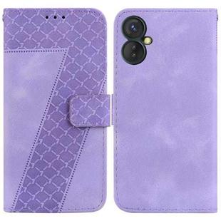 For Tecno Spark 9 Pro/9T/KH7 7-shaped Embossed Leather Phone Case(Purple)