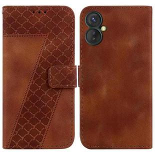 For Tecno Spark 9 Pro/9T/KH7 7-shaped Embossed Leather Phone Case(Brown)