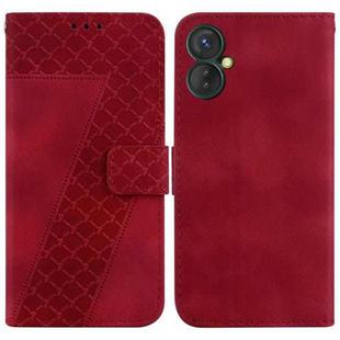 For Tecno Spark 9 Pro/9T/KH7 7-shaped Embossed Leather Phone Case(Red)