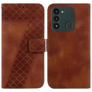 For Tecno Spark Go 2022/Spark 8C 7-shaped Embossed Leather Phone Case(Brown)