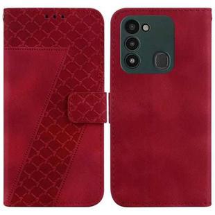 For Tecno Spark Go 2022/Spark 8C 7-shaped Embossed Leather Phone Case(Red)