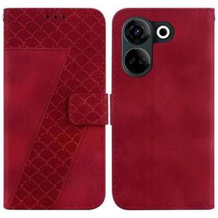 For Tecno Camon 20 Pro 4G/Camon 20 7-shaped Embossed Leather Phone Case(Red)