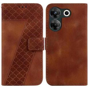 For Tecno Camon 20 Pro 5G 7-shaped Embossed Leather Phone Case(Brown)