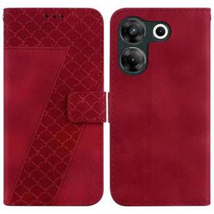 For Tecno Camon 20 Pro 5G 7-shaped Embossed Leather Phone Case(Red)