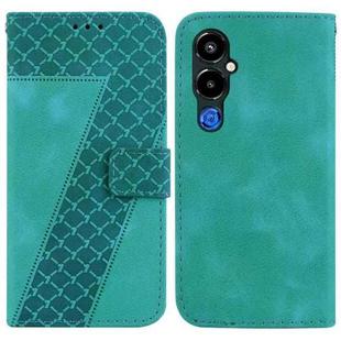 For Tecno Pova 4 Pro 7-shaped Embossed Leather Phone Case(Green)