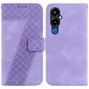 For Tecno Pova 4 Pro 7-shaped Embossed Leather Phone Case(Purple)