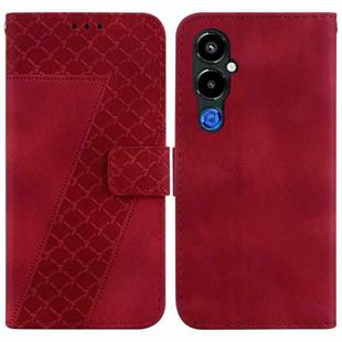 For Tecno Pova 4 Pro 7-shaped Embossed Leather Phone Case(Red)