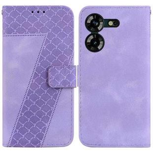 For Tecno Pova 5 7-shaped Embossed Leather Phone Case(Purple)