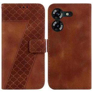 For Tecno Pova 5 7-shaped Embossed Leather Phone Case(Brown)